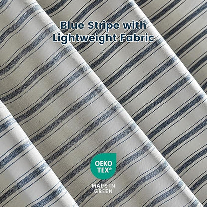 SLEEP ZONE Shower Curtain Liner, Waffle Shower Curtains for Bathroom, Heavy Duty Thick Fabric Shower Curtains - 285GSM Luxury Weighted Polyester Bath Curtain, 72" × 74" (Blue)