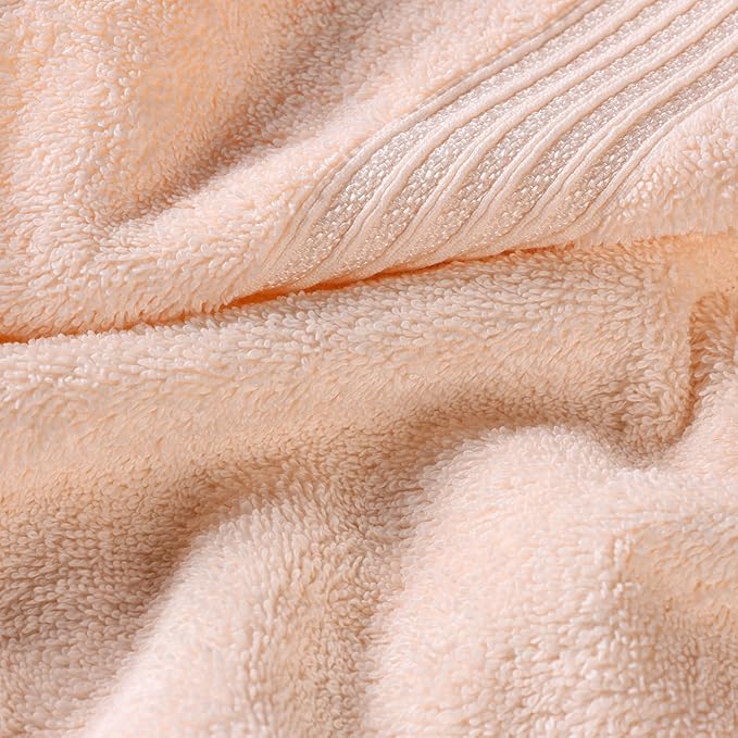 Superior Egyptian Cotton 8-Piece Hand Towel Set, Towel Basics For Quick Dry, Absorbent Small Towels, Facial, Spa, Kitchen, Bathroom Essentials, Apartment, Guest Bath, Soft, Washcloth, Peach