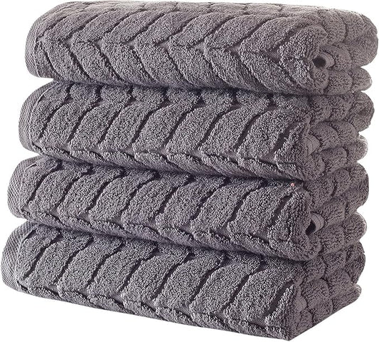 Turkish Cotton Ultra-Soft Plush Absorbent Quick Dry Bathroom Towel Set, Made in Turkey (Gray, 4 Pcs Hand Towel Set)