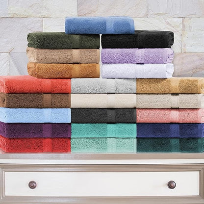 Superior Egyptian Cotton Pile Bath Sheet Set of 2, Ultra Soft Luxury Towels, Thick Plush Essentials, Absorbent Heavyweight, Guest Bath, Hotel, Spa, Home Bathroom, Shower Basics, Purple
