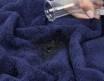 American Soft Linen Luxury Hand Towels for Bathroom, 600 GSM 100% Cotton Turkish 4 Piece Hand Towel Set, 600 GSM Hand Face Towels for Kitchen, Navy Blue Hand Towels
