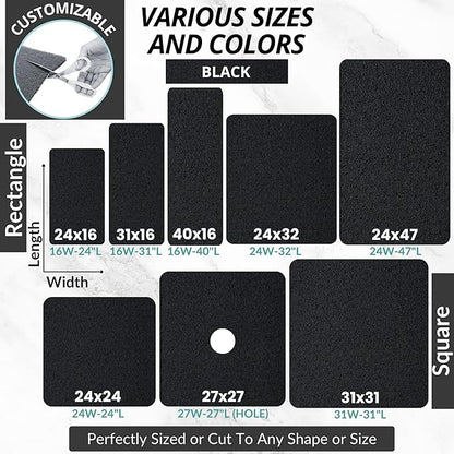 Enkosi Loofah Non-Slip Shower Mat - Shower Floors, Bathtub, Bathrooms, Wet Areas - Cushioned Bath Mat with Drain Holes - Quick Dry PVC, Secure Safety Pad Without Suction Cups (32x24 Black)