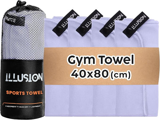 illusion Small Microfiber Gym Towels for Men and Women Active Sports (32" L x 16''W)-Lightweight Quick Dry Gym Towel for Sweat-Workout Towels Ideal for Yoga, Camping, Running, and Outdoor Activities