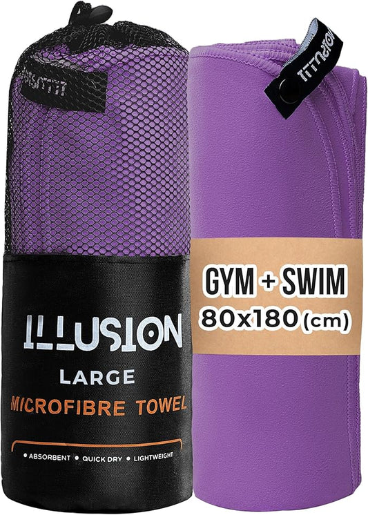 illusion Extra Large Microfibre Swimming Towel (71''L x 32''W)–Compact, Lightweight & Quick Dry Towel-Perfect for Travel, Gym, and Swim Towels Ideal for Post-Workout Showers & After Swimming
