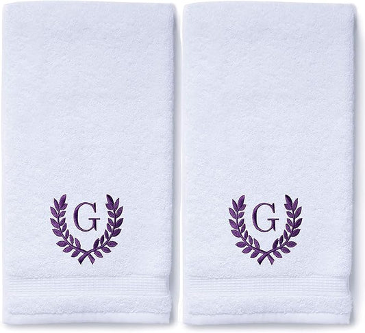 Decorative and Monogrammed Hand Towels for Bathroom Kitchen Makeup | Personalized Gift for Wedding-Bridal | Roman Font Custom Luxury Turkish Towel | Spa Collection, Oversized, 16 X 30 Inch, Set of 2