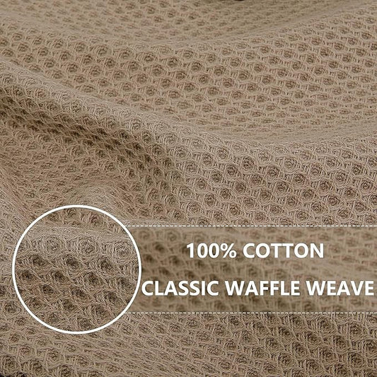 Homaxy 100% Cotton Waffle Weave Kitchen Dish Towels, Ultra Soft Absorbent Quick Drying Cleaning Towel, 13 x 28 Inches, 6-Pack, Tan