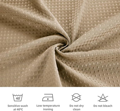 LaCyan 3 in 1 Waterproof Waffle Weave Shower Curtain and Clear Liner Set with 12 Stainless Steel Hooks Double Sided for Bathroom 72 Inches Heavy Duty Polyester Fabric Shower Curtains 72x84