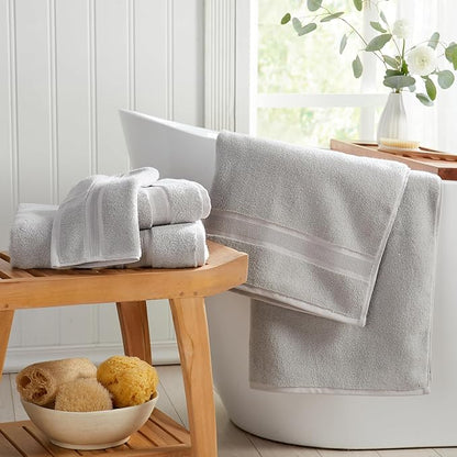 Springtree Home Luxury Bamboo Rayon Bath Towel Set 6 Piece Set | 35% Bamboo Rayon - 65% Cotton | Absorbent Quick-Dry Towels for Bathroom | Oeko-TEX Standard 100 Cotton | Grey