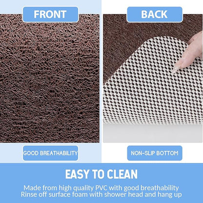 Non-Slip Bathtub Mat, Anti Slip Shower Mat, Fast Drying Bathtub Mats, Foot Scrubber Mat, Anti Slip Mat for Tub, Floor, Bathroom, Kitchen, Home, Hotel (Brown 40"×28")
