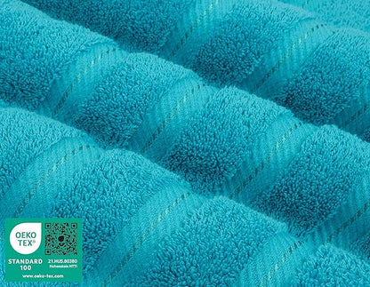 American Soft Linen Premium 3 Piece Towel Set, 1 Bath Towel 1 Hand Towel 1 Washcloth, 600 GSM 100% Cotton Turkish Towels for Bathroom, Aqua Blue Towel Set
