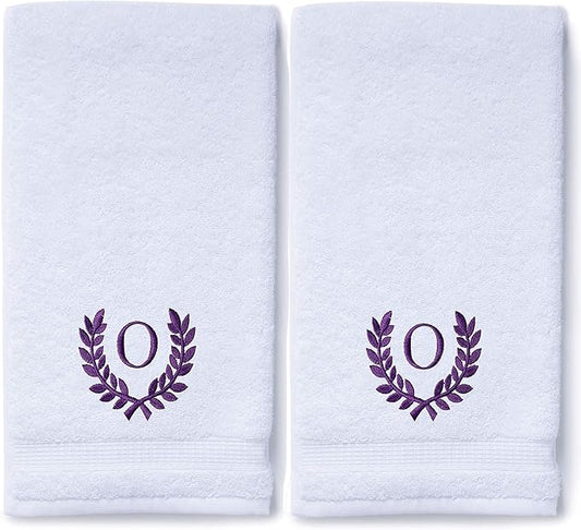 Decorative and Monogrammed Hand Towels for Bathroom Kitchen Makeup | Personalized Gift for Wedding-Bridal | Roman Font Custom Luxury Turkish Towel | Spa Collection, Oversized, 16 X 30 Inch, Set of 2