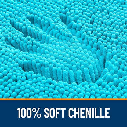 OLANLY Bathroom Rugs 30x20, Extra Soft Absorbent Chenille Bath Rugs, Rubber Backing Quick Dry, Machine Washable Bath Mats for Bathroom Floor, Tub and Shower, Home Decor Accessories, Aqua Sky