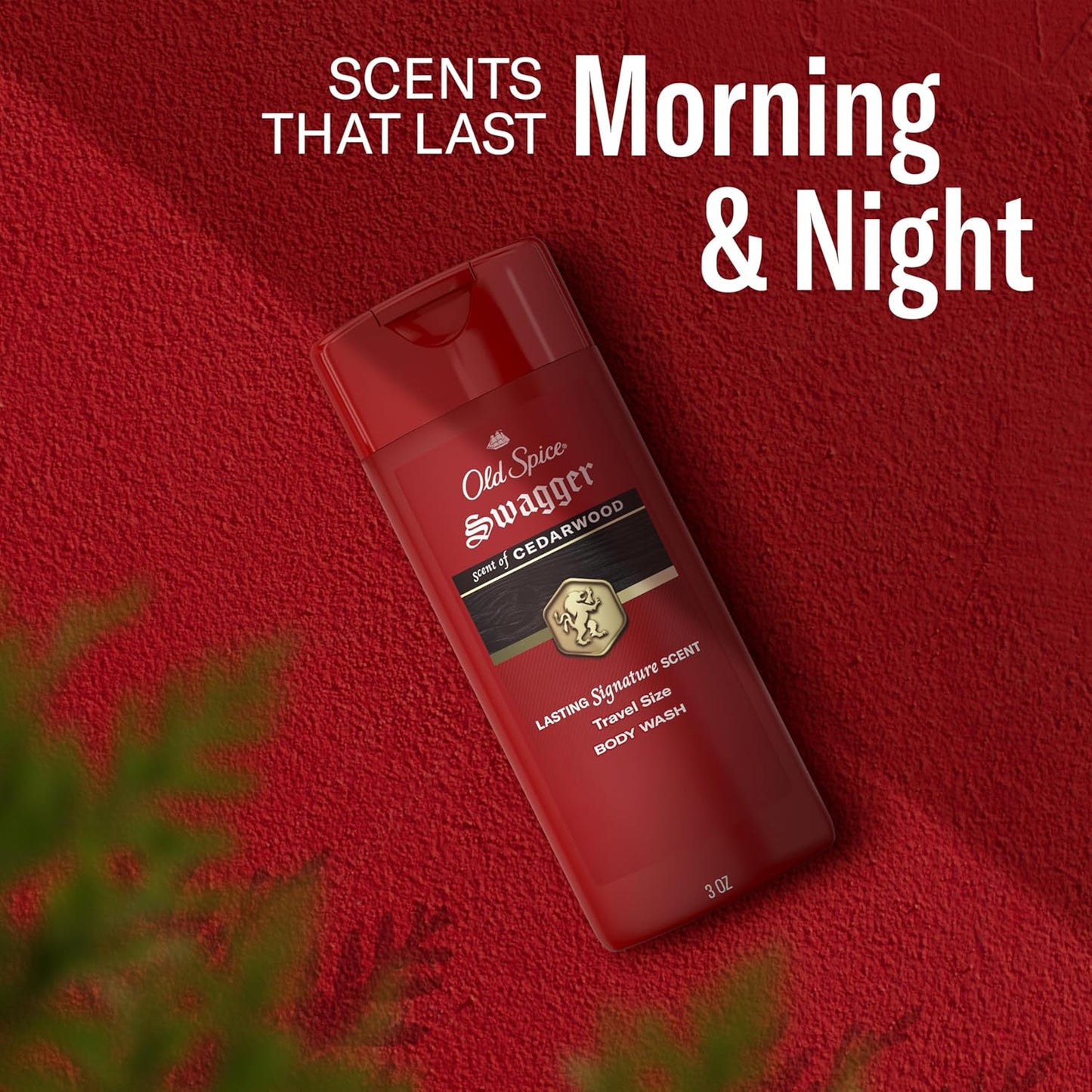 Old Spice Refreshing Body Wash for Men, 3X Defense, 24/7 Shower Fresh with Long Lasting Scent, Travel Size, Red Collection, Swagger with Cedarwood Scent, 3 oz