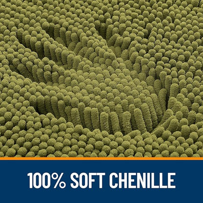 OLANLY Bathroom Rugs 36x24, Extra Soft Absorbent Chenille Bath Rugs, Rubber Backing Quick Dry, Machine Washable Bath Mats for Bathroom Floor, Tub and Shower, Home Decor Accessories, Willow Green