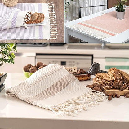 Ruvy Home Basics Turkish Hand Towels for Bathroom Set of 2 | 18"x40", Cotton | Decorative Towel for Bathroom, Kitchen, Dishcloth, Tea, Yoga, Face, Gym - Yellow