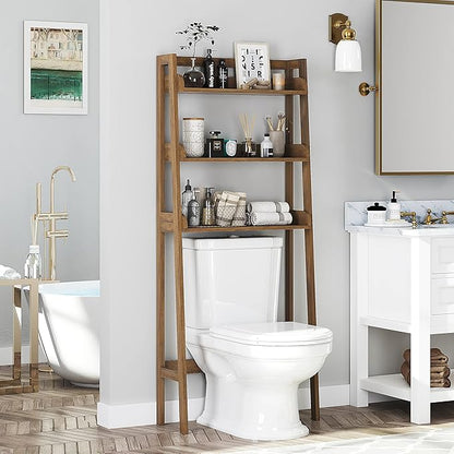 UTEX Over The Toilet Storage Shelf, 3-Tier Over Toilet Bathroom Organizer, Above Toilet Storage Rack (Wood Grain)