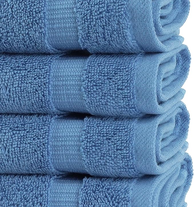 Chakir Turkish Linens | Hotel & Spa Quality 100% Cotton Premium Turkish Towels | Soft & Absorbent (4-Piece Washcloths, Wedgewood)