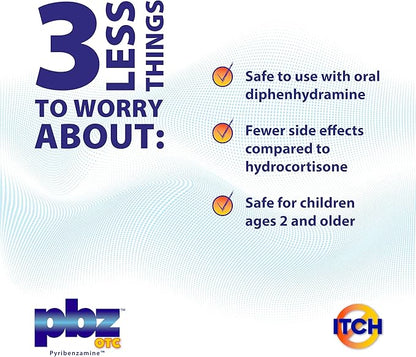 PBZ OTC Antihistamine Cream with 1% Tripelennamine, Kid Safe Itch Relief, 1 Oz, 2 Pack