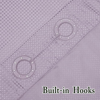 Gibelle Extra Long Shower Curtain 72x86, Waffle Weave Bathroom Shower Curtain with Snap-in Fabric Liner Set, No Hooks Needed, Hotel Style with Mesh Top Window, Lavender