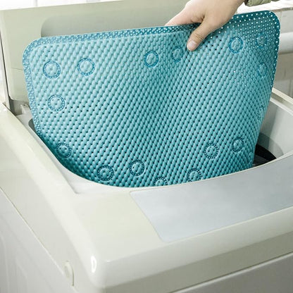 Bathtub Mat Non Slip Blue 36” X 17” Shower Mat Soft Foam Bath Mats for Bathroom Tub, Bathtub Mat with Drain Holes, Suction Cups, Shower Mat Non Slip