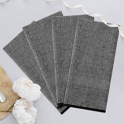 Homaxy Premium Kitchen Towels(18”x 28”, 8 Pack), Large Cotton Kitchen Hand Towels, Flat and Terry Dish Towels, 380 GSM Highly Absorbent Tea Towel Set with Hanging Loop, Black