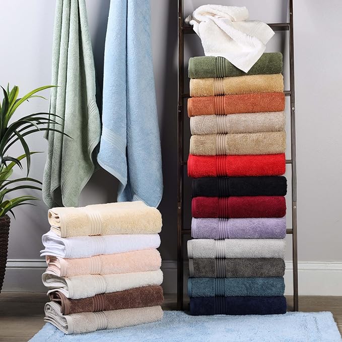 Superior Egyptian Cotton Bath Towel Set, Home Bathroom Towels, Master, Guest Bath, Decor Essentials, Quick Dry, Absorbent, Large Body Towels, Spa, Hotel, Resort, Adult, Kids, Set of 2, Taupe