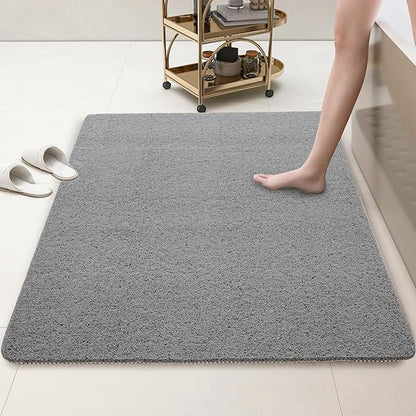 HOMBYS 58 x 32 Extra Large Shower Mat for Shower Stall Tub, Non Slip Bath Mat Bathroom Accessories, PVC Loofah Mats for Shower and Bathroom, Quick Drying, (Grey, 58"x32")