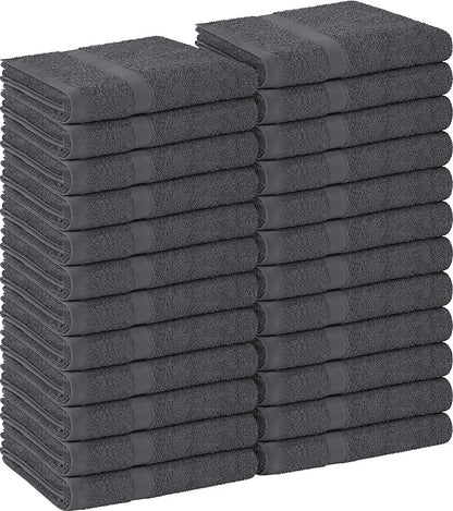 Utopia Towels, Salon Towel, Pack of 24, Not Bleach Proof, 16 by 27 Inches, Highly Absorbent Cotton Towels for Hand, Gym, Beauty, Spa, and Home Hair Care, Grey