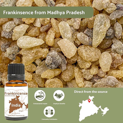 Frankincense Essential Oil - Direct from Madhya Pradesh, India - Pure Essential Oil for Diffusers and Aromatherapy | 100% Pure Therapeutic Grade Natural Aceite de Incienso (2lbs)