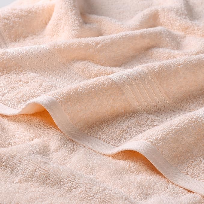Superior Egyptian Cotton 6-Piece Towel Set, Bathroom Essentials, Towels For Bathroom, Apartment, Airbnb, Guest Bath, Face, Hand, Bath Towels, Washcloths, Absorbent, Fast Drying, Peach