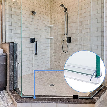 2-Pack ShowerDoor Bottom Seal 3/8" x 39" Polycarbonate Frameless Ultra Clear Shower Door Seal Strip for Glass Doors Stop Leaks and Create a Water Barrier Replacement Shower Cubicle