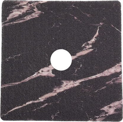 Enkosi Loofah Shower Mat with Drain Hole – Cushioned Anti-Slip Square Bath Mat for Showers, Wet Bathroom Floors – Textured PVC, Secure Non Slip Safety Pad for Walk-in Stalls (27x27 Marble Black)
