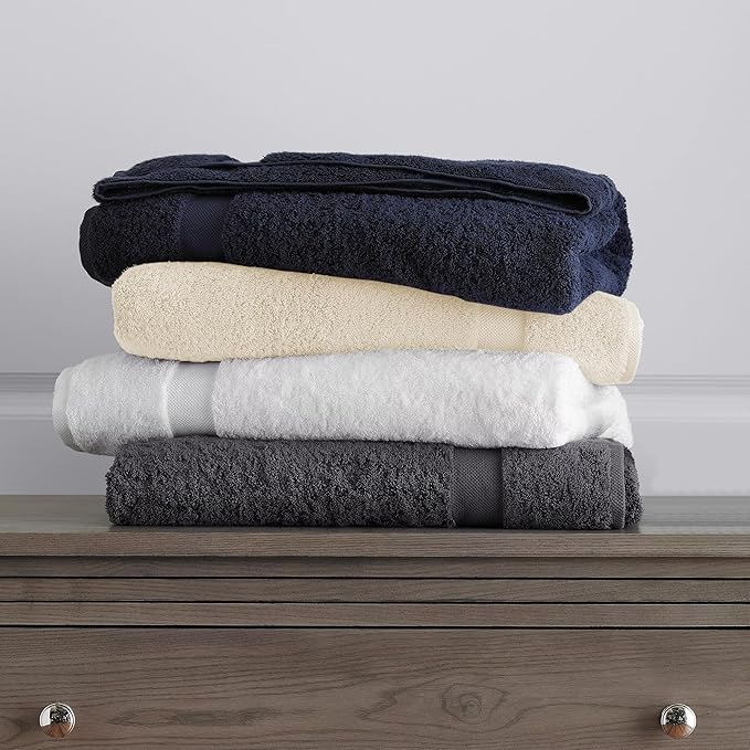 Delara 100% Organic Cotton Towels 650 GSM Plush Feather Touch Quick Dry Bath Towel, GOTS Certified, Oeko-Tex Green Certified, Organic Cotton,Sharkskin Grey,1 Piece Bath Towel, 30"X58"