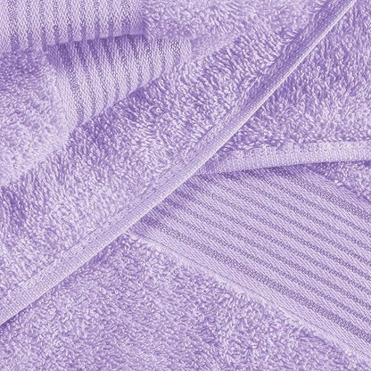 Belizzi Home Ultra Soft 3 Pack Cotton Towel Set, Contains a Bath Towel 28x55 inch, a Hand Towel 16x24 inch & a Wash Coth 12x12 inch, Ideal Everyday use, Compact & Lightweight - Purple