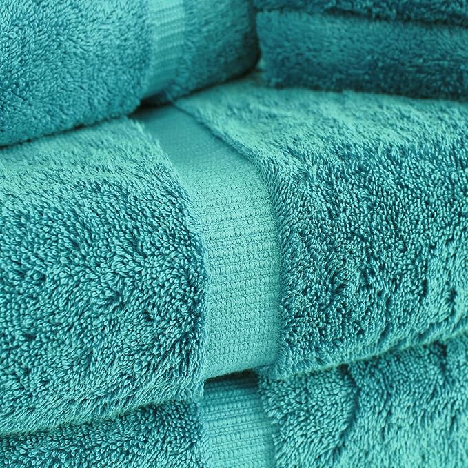 Towel Bazaar Premium Cotton Super Soft and Absorbent Turkish Towels (8-Piece Towel Set, Aqua Blue)