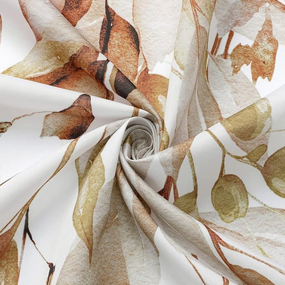 Gibelle Extra Long Shower Curtain 72 x 84, Brown Floral Shower Curtain for Bathroom, Watercolor Plant Eucalyptus Leaves Fabric Shower Curtain Set