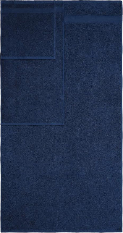 American Veteran Towel, 6 Piece Towel Set for Bathroom, 100% Cotton Turkish Bathroom Towels, 2 Bath Towels 2 Hand Towels 2 Washcloths, Navy Blue
