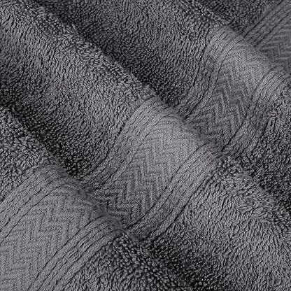 Hillfair 12 piece 600 GSM Cotton Bath Towels - Hotel Spa Quality - 2 Bath, 4 Hand, 6 Washcloths - Absorbent Super Soft Grey Cotton Set