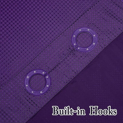Gibelle No Hook Waffle Weave Shower Curtain with Snap-in Fabric Liner Set for Bathroom, Hotel Style with Mesh Top Window, Waterproof & Washable, Purple, 72x74