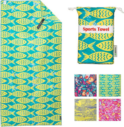 4Monster Microfiber Beach Towel Quick Dry,Super Absorbent Lightweight Travel Towel for Swimmers, Sand Free Camping Towel, Beach Towels for Pool,Swim,Water Sports,Yoga
