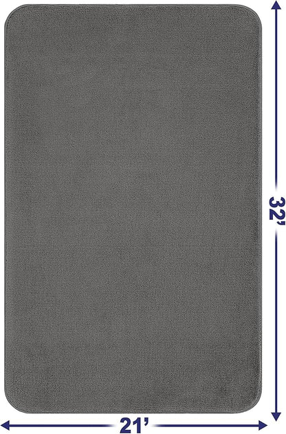 American Soft Linen 21x32 Fluffy Foamed Slip Reducer Bath Rug, Machine Washable Area Bath Mat Rugs for Bathroom, Gray
