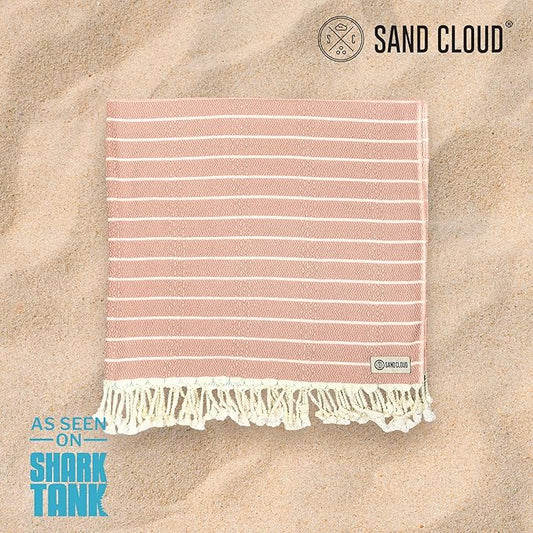Sand Cloud Turkish Beach Towel - Sand Proof - 100% Certified Organic Turkish Towel - Quick Dry Towel for Beach, Picnic, Blanket or Bath Towel - As Seen on Shark Tank - Gocek (Beige)