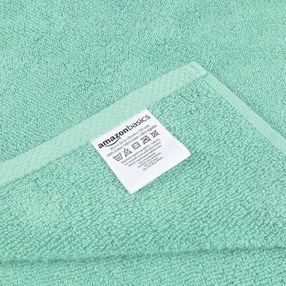 Amazon Basics 100% Cotton Quick-Dry Lightweight Moisture Absorbing Bath Towel, 2-Pack, Seafoam Green, 54" x 30"