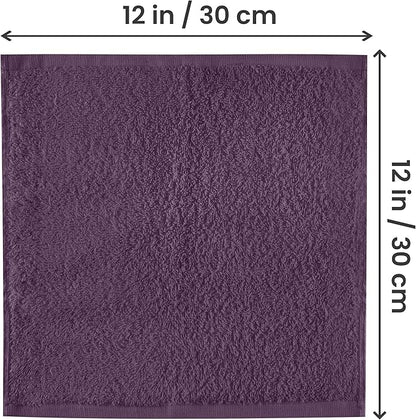 Utopia Towels 12 Pack Cotton Washcloths Set, 100% Ring Spun Cotton, Premium Flannel Face Cloths, Highly Absorbent and Soft Feel Fingertip Towels, Beige, Plum, Sage Green, Navy