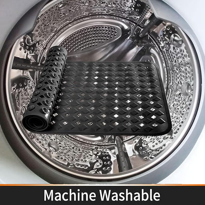 Yimobra Bathtub Mat Non Slip, Super Strong Suction Cups, 27.5"x15.5" Long Shower Mat with Drain Holes, Machine Washable Fast Draining Bath Mats, Bathroom Essentials,Black