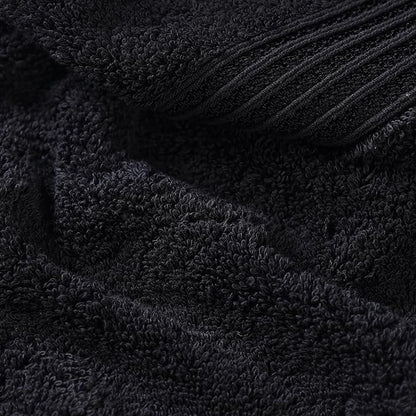 Superior Egyptian Cotton 4-Piece Bath Towel Set for Shower, Bath, Spa, Resort, Hotel, Soft Body Towels, Airbnb Essentials, Apartment, Dorm, Quick Dry, Absorbent, Bathroom Basics, Black