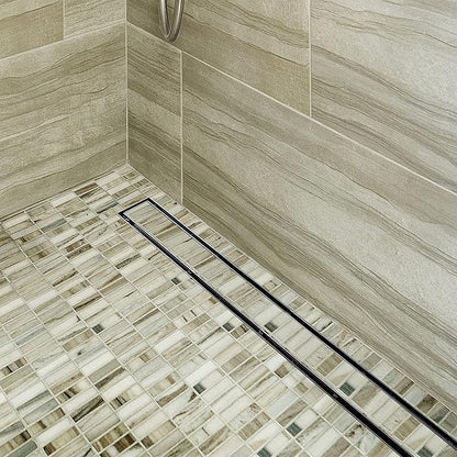 Neodrain 48-Inch Linear Shower Drain with Tile Insert Grate,Brushed 304 Stainless Steel Rectangle Shower Floor Drain, Linear Drain with Leveling Feet, Hair Strainer