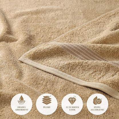 Superior Egyptian Cotton 2-Piece Bath Sheet Towel Set, Oversized Body Towels For Adults And Kids, Large Towel For Bath, Shower, Guest Bathroom, Spa, Gym, Resort, Essentials, Airbnb, Toast