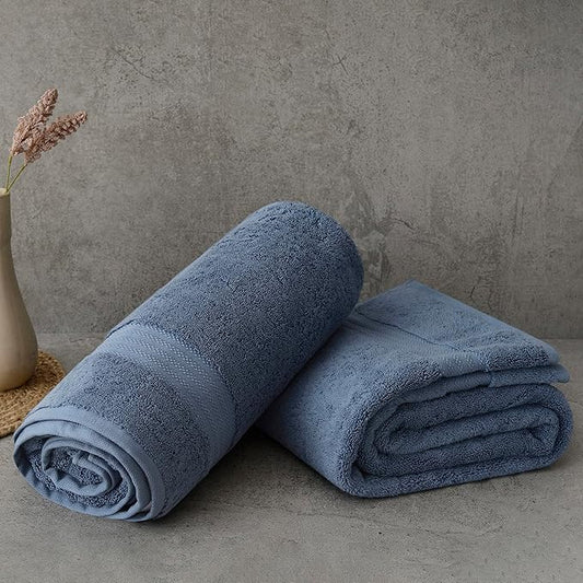 Fabdreams 100% Organic Cotton Bath Sheet Set of 2 700 GSM Oversized Towels Ultra Soft Plush Absorbent Durable Skin-Friendly Spa Hotel Premium Comfort Large 36 x 70 in Dark Blue