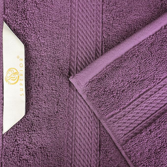 Superior Egyptian Cotton Pile 8 Piece Towel Set, Includes 2 Bath, 2 Hand, 4 Face Towels/Washcloths, Ultra Soft Luxury Towels, Thick Plush Essentials, Guest Bath, Spa, Hotel Bathroom, Plum